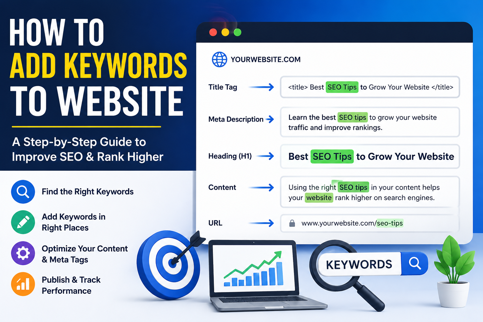 how to add keywords to website